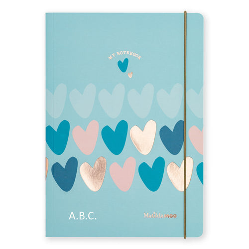 Matilda Moo | A5 Ruled Notebook | Hearts | Blue