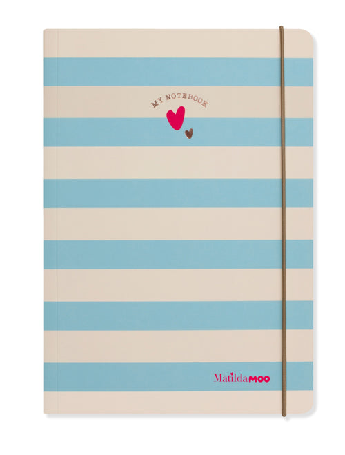 Matilda Moo | A5 Ruled Notebook | Striped | Blue