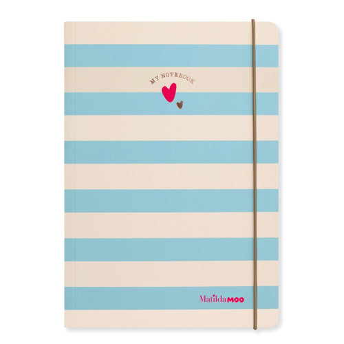 Matilda Moo | A5 Ruled Notebook | Striped | Blue