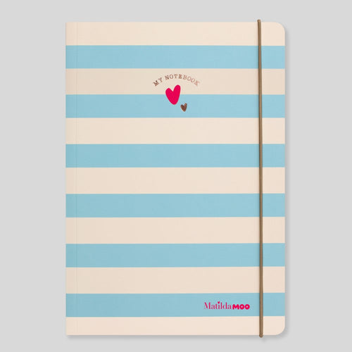 Matilda Moo | A5 Ruled Notebook | Striped | Blue