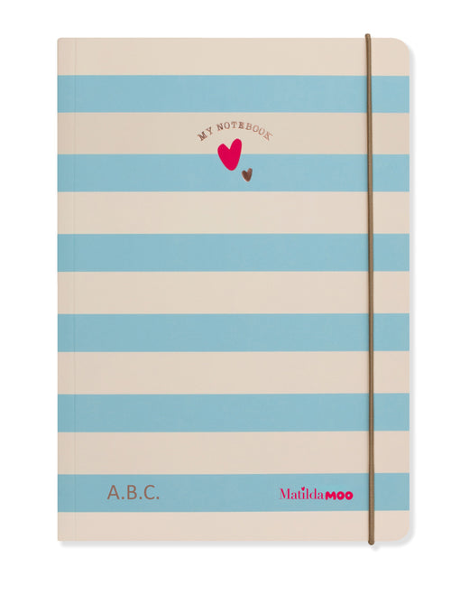 Matilda Moo | A5 Ruled Notebook | Striped | Blue