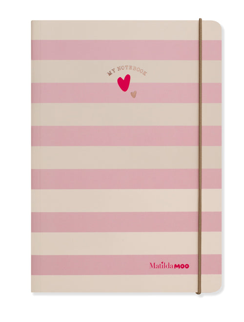 Matilda Moo | A5 Ruled Notebook | Striped | Pink