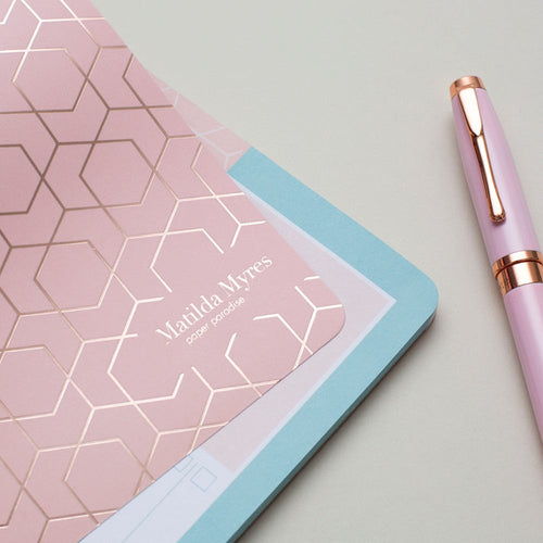 Matilda Myres | A5 Ruled Notebook with Rose Gold Foil | Pink