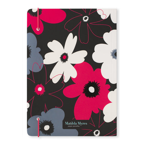 Matilda Myres | A5 Ruled Notebook | Floral | Black