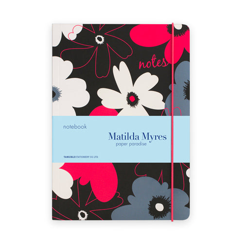 Matilda Myres | A5 Ruled Notebook | Floral | Black