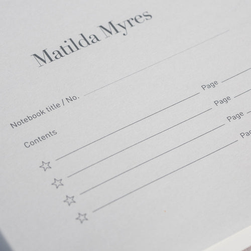 Matilda Myres | A5 Ruled Notebook with Rose Gold Foil | Grey