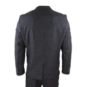 STZ14 - Men's Wool 3 Piece Suit Tweed Charcoal Black Classic