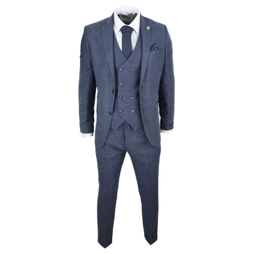 STZ30 - Men's Wool 3 Piece Suit Double Breasted Waistcoat Tweed 1920s
