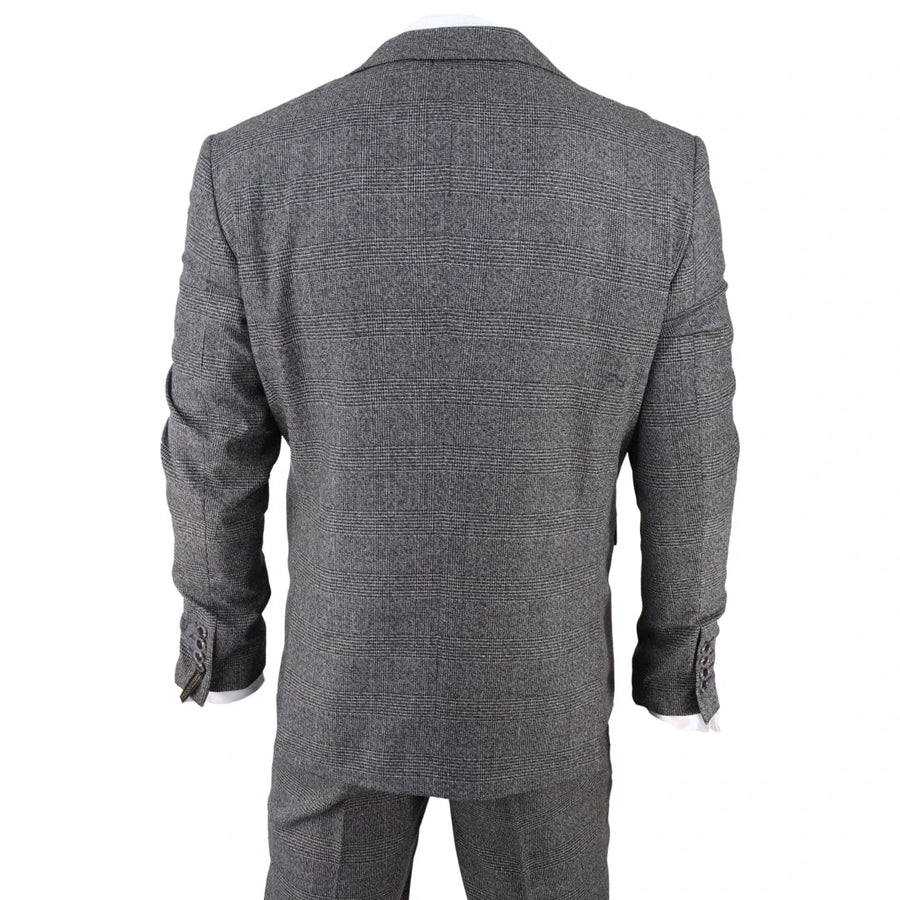 AK-10 - Men's Classic 3 Piece Suit Prince Of Wales Check Wedding