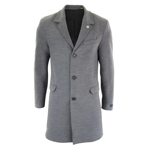 Men's 3/4 Long Overcoat Jacket Wool Feel Coat Blinders