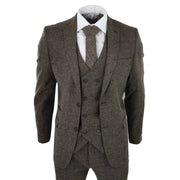 STZ31A - Men's Wool 3 Piece Suit Double Breast Waistcoat Tweed Blinders Classic 1920s Oak