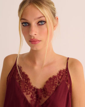 Merlot Washable Organic Stretch Silk Camisole and Shorts Set