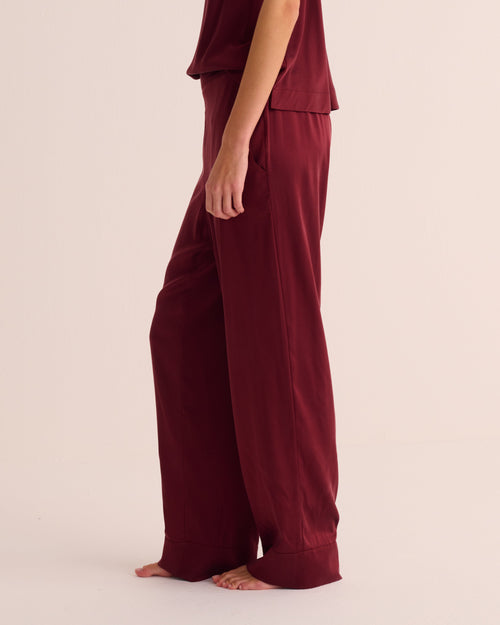 Merlot Washable Organic Stretch Silk Retro Shirt and Bottoms Set