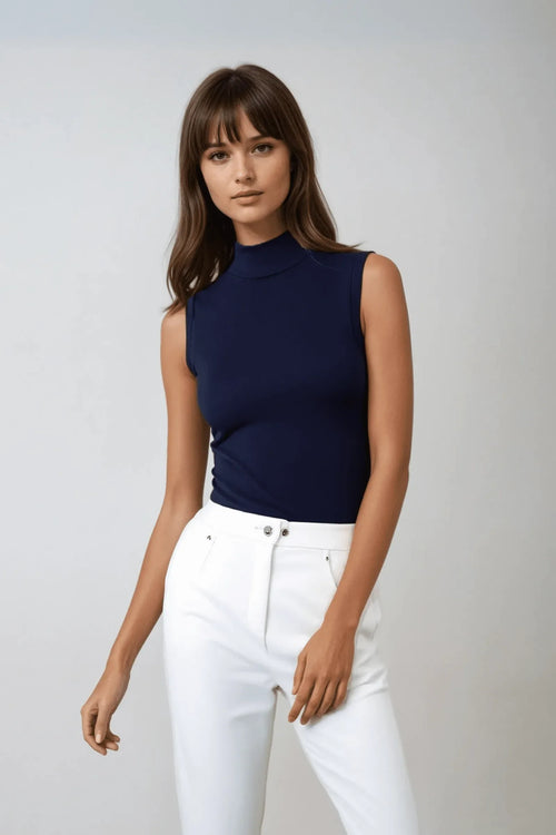 Sleeveless Mock Neck Micro Modal Top