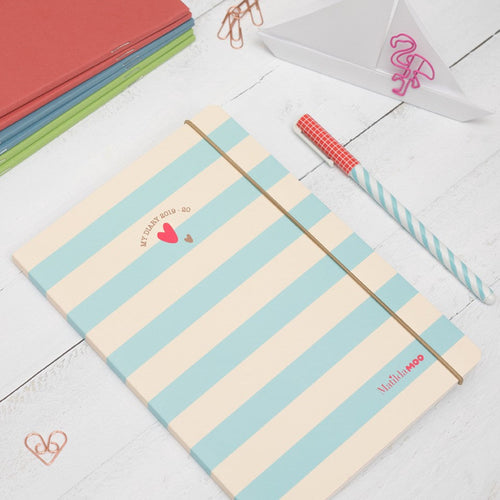 Matilda Moo | A5 Ruled Notebook | Striped | Blue