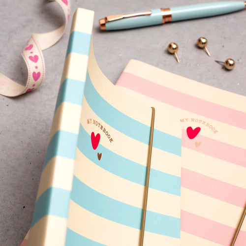 Matilda Moo | A5 Ruled Notebook | Striped | Blue