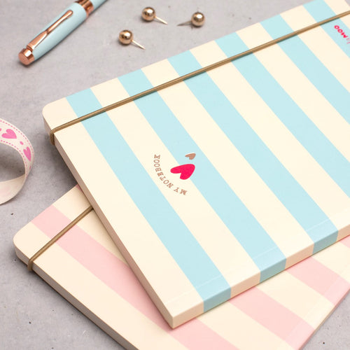 Matilda Moo | A5 Ruled Notebook | Striped | Blue