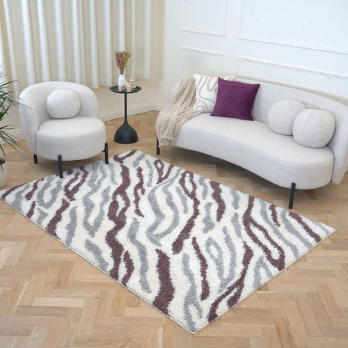 Moodi Shaggy Grey/Purple Mauvine Rug