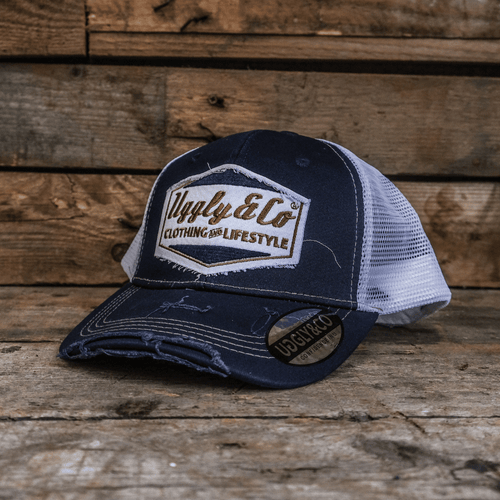Night Blue & Gold Diamond Trucker Hat