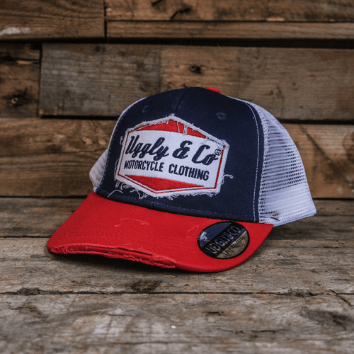 Blue & Red Diamond Trucker Hat