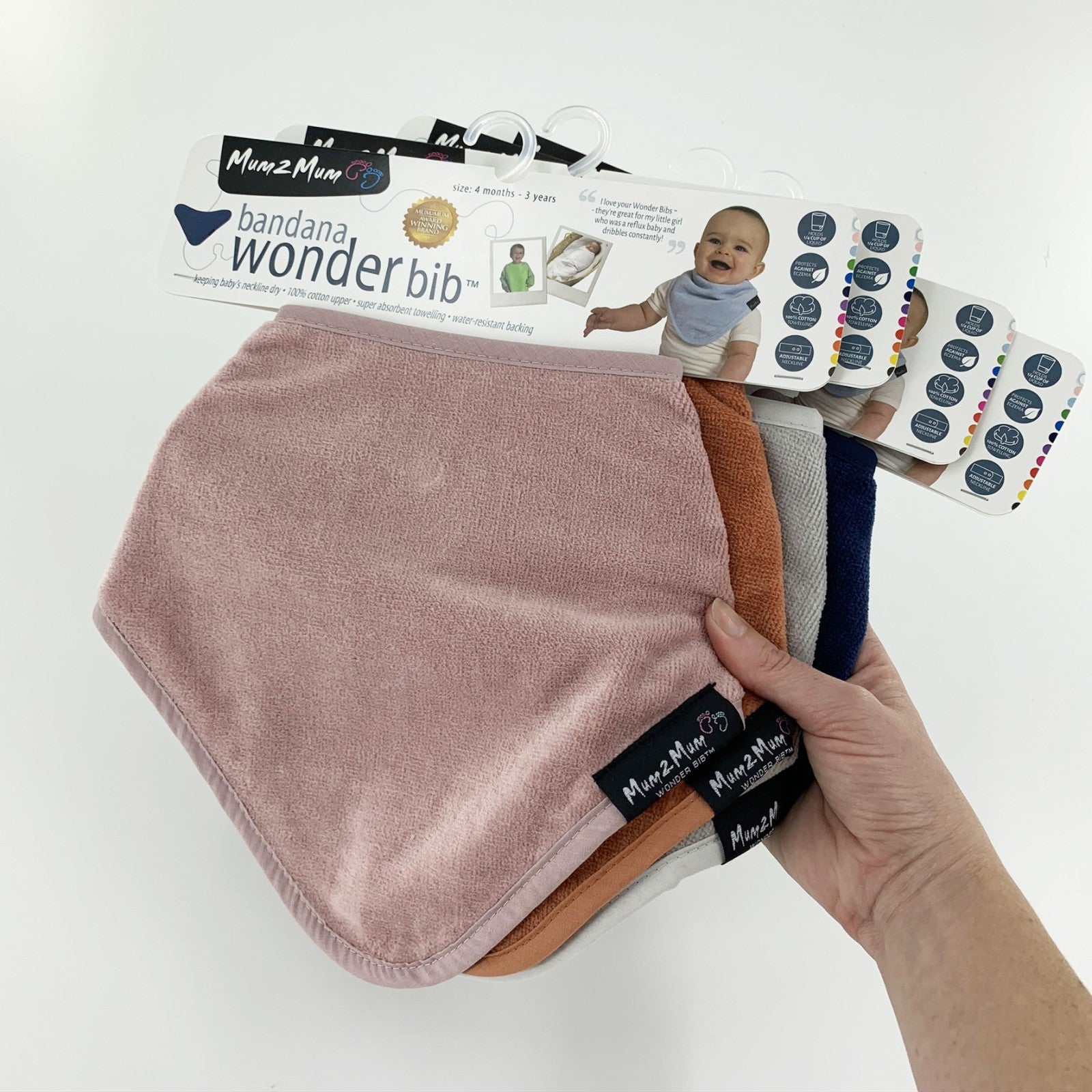 Mum 2 Mum Bandana Style Wonder Bib - Mushroom Grey/Brown