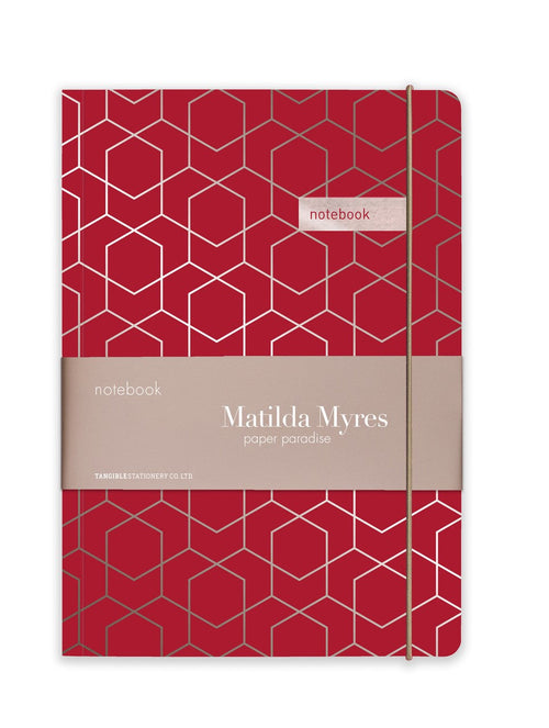 Matilda Myres | A5 Ruled Notebook with Rose Gold Foil | Red