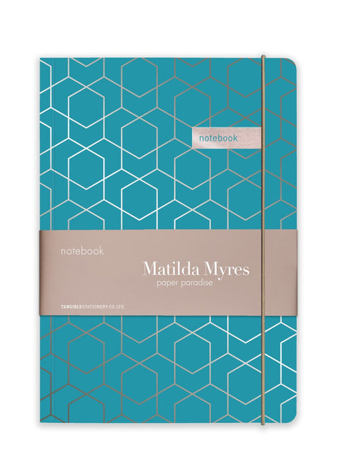 Matilda Myres | A5 Ruled Notebook with Rose Gold Foil | Teal