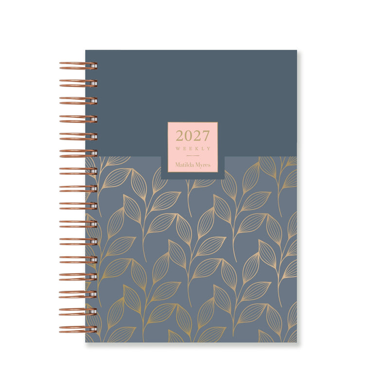 Matilda Myres | 2027 Diary - A5 Weekly Planner with Rose Gold Wiro | Week-to-View in Grey