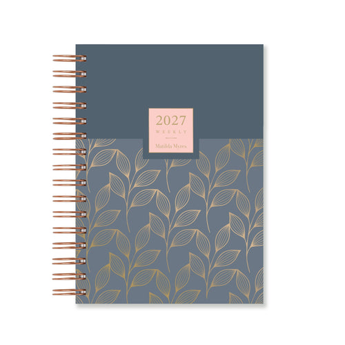 Matilda Myres | 2027 Diary - A5 Weekly Planner with Rose Gold Wiro | Week-to-View in Grey