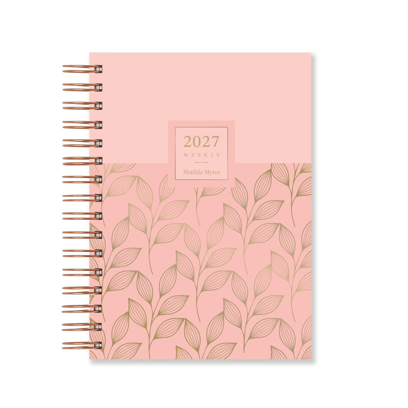 Matilda Myres | 2027 Diary - A5 Weekly Planner with Rose Gold Wiro | Week-to-View in Pink