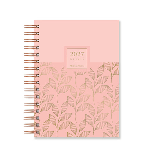 Matilda Myres | 2027 Diary - A5 Weekly Planner with Rose Gold Wiro | Week-to-View in Pink
