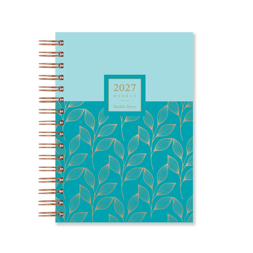 Matilda Myres | 2027 Diary - A5 Weekly Planner with Rose Gold Wiro | Week-to-View in Teal