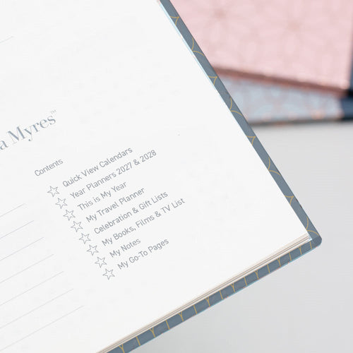 Matilda Myres | 2027 Diary - A5 Weekly Planner with Rose Gold Wiro | Week-to-View in Grey