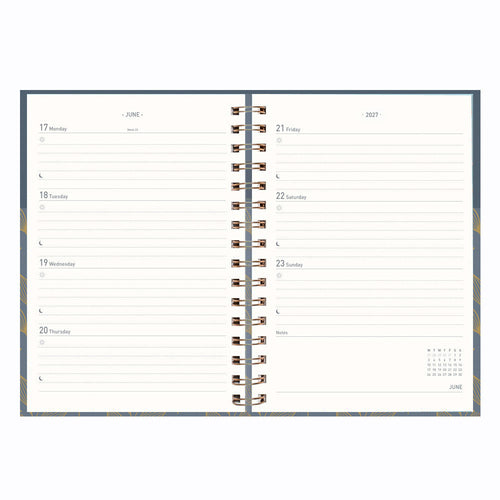 Matilda Myres | 2027 Diary - A5 Weekly Planner with Rose Gold Wiro | Week-to-View in Grey