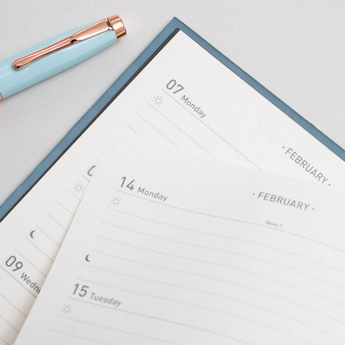 Matilda Myres | 2027 Diary - A5 Weekly Planner with Rose Gold Wiro | Week-to-View in Grey