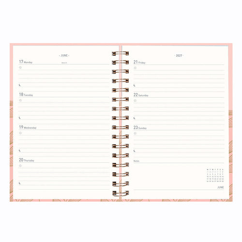 Matilda Myres | 2027 Diary - A5 Weekly Planner with Rose Gold Wiro | Week-to-View in Pink