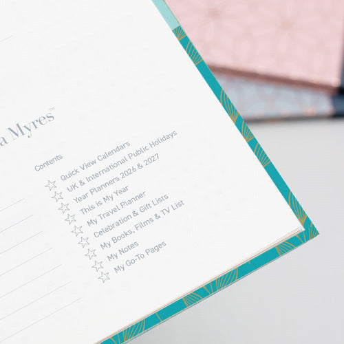 Matilda Myres | 2027 Diary - A5 Weekly Planner with Rose Gold Wiro | Week-to-View in Teal