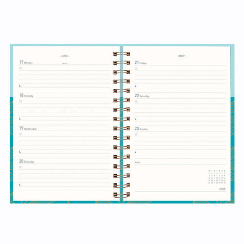 Matilda Myres | 2027 Diary - A5 Weekly Planner with Rose Gold Wiro | Week-to-View in Teal