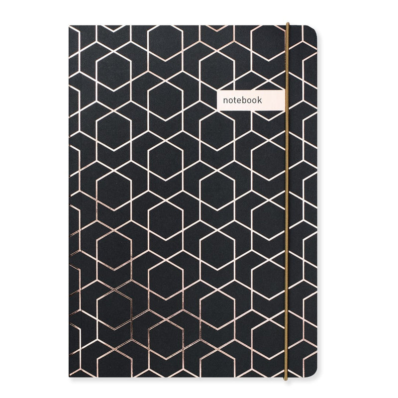 Matilda Myres | A5 Ruled Notebook with Rose Gold Foil | Black