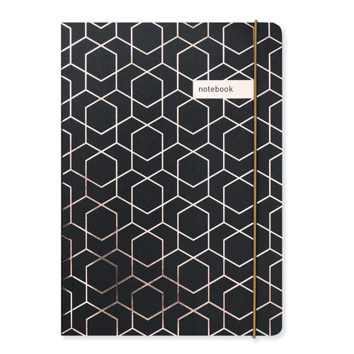 Matilda Myres | A5 Ruled Notebook with Rose Gold Foil | Black