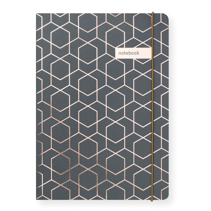 Matilda Myres | A5 Ruled Notebook with Rose Gold Foil | Grey