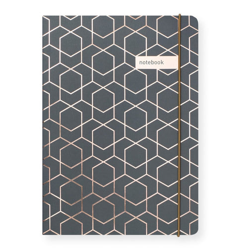 Matilda Myres | A5 Ruled Notebook with Rose Gold Foil | Grey