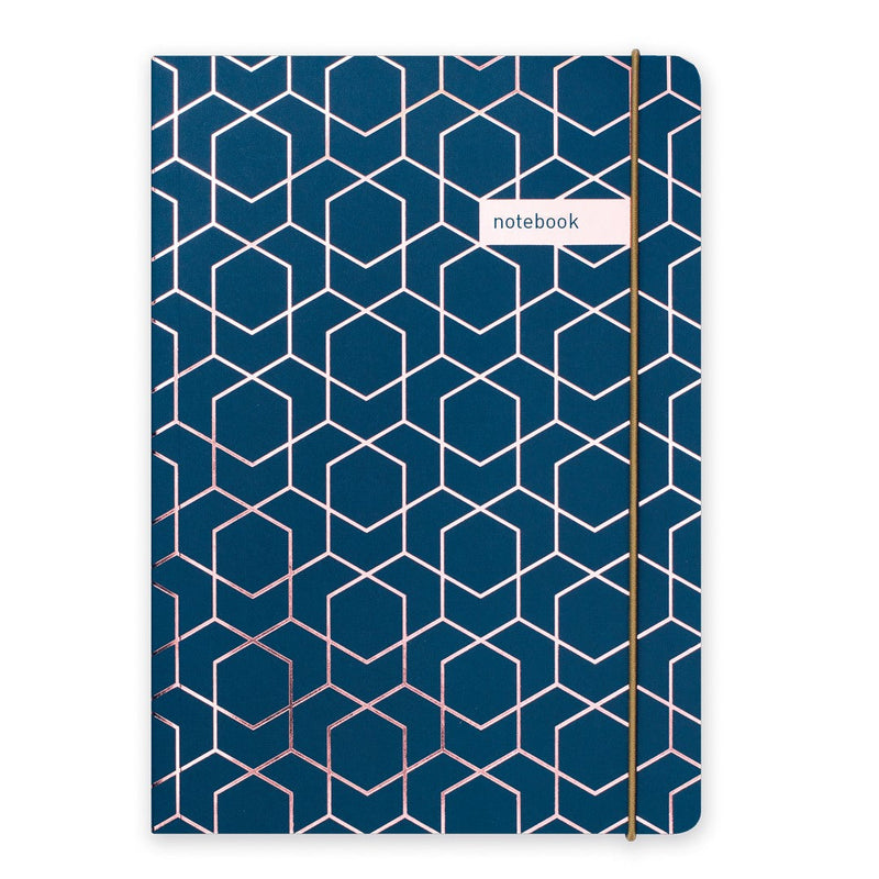 Matilda Myres | A5 Ruled Notebook with Rose Gold Foil | Navy