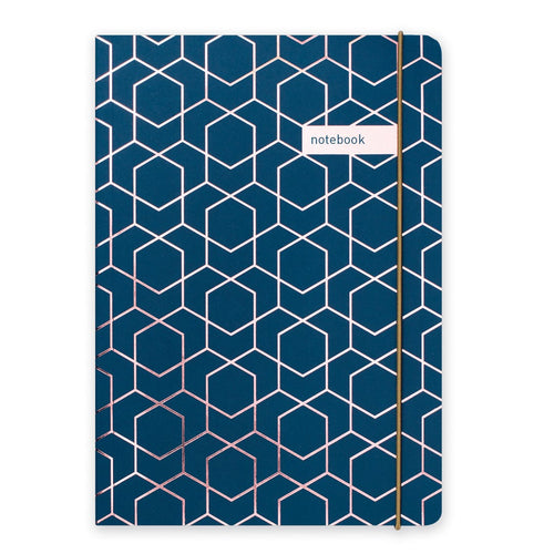 Matilda Myres | A5 Ruled Notebook with Rose Gold Foil | Navy