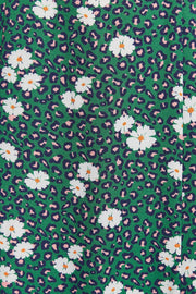 Louche Nadine Roaring Daisy Print Square Neck Balloon Sleeve Midi Dress - Green