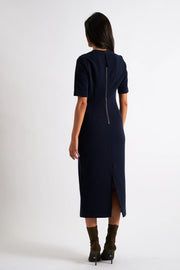 Nila Rib Bodycon Midi Dress - Navy