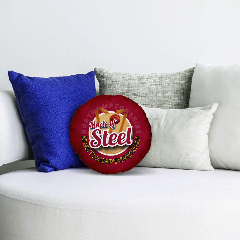 Northamptonshire Cricket Steel  - Legend Collection - Circle Cushion 14"