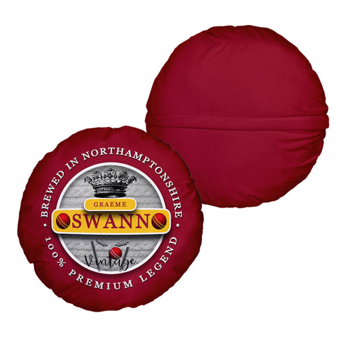 Northamptonshire Cricket Swann  - Legend Collection - Circle Cushion 14"