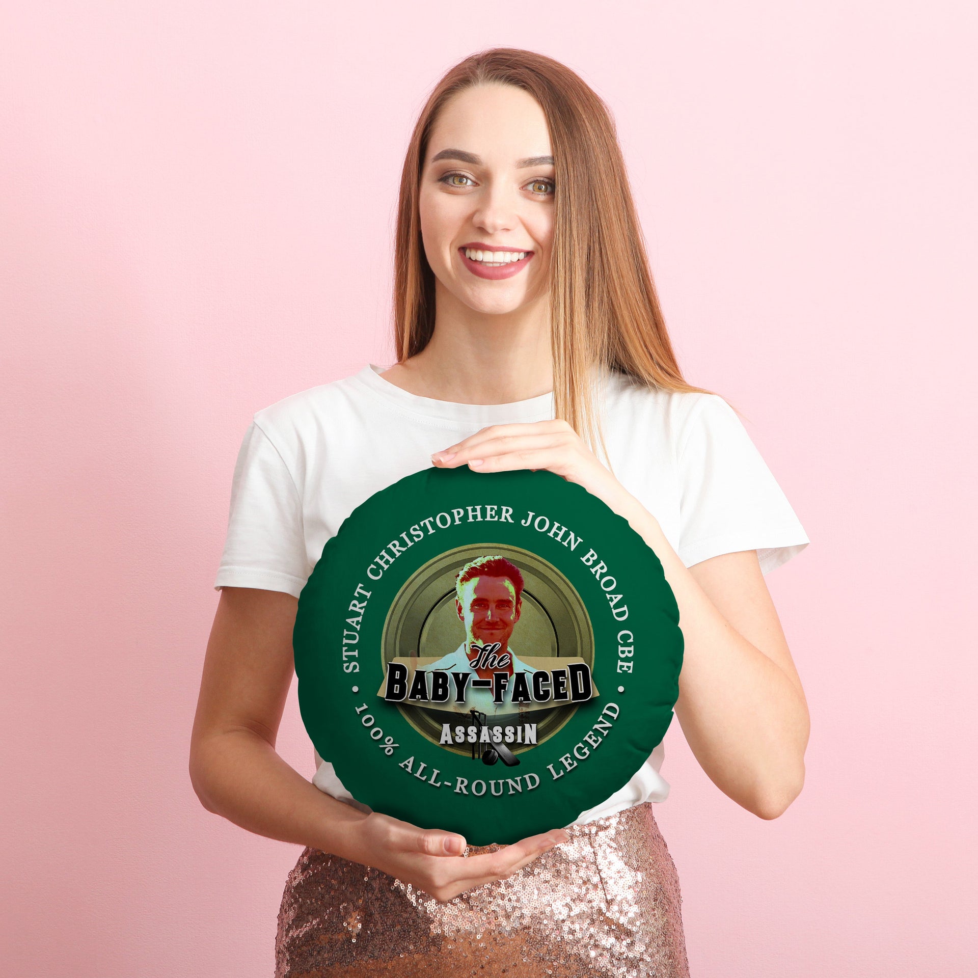 Nottinghamshire Cricket Baby Face  - Legend Collection - Circle Cushion 14"