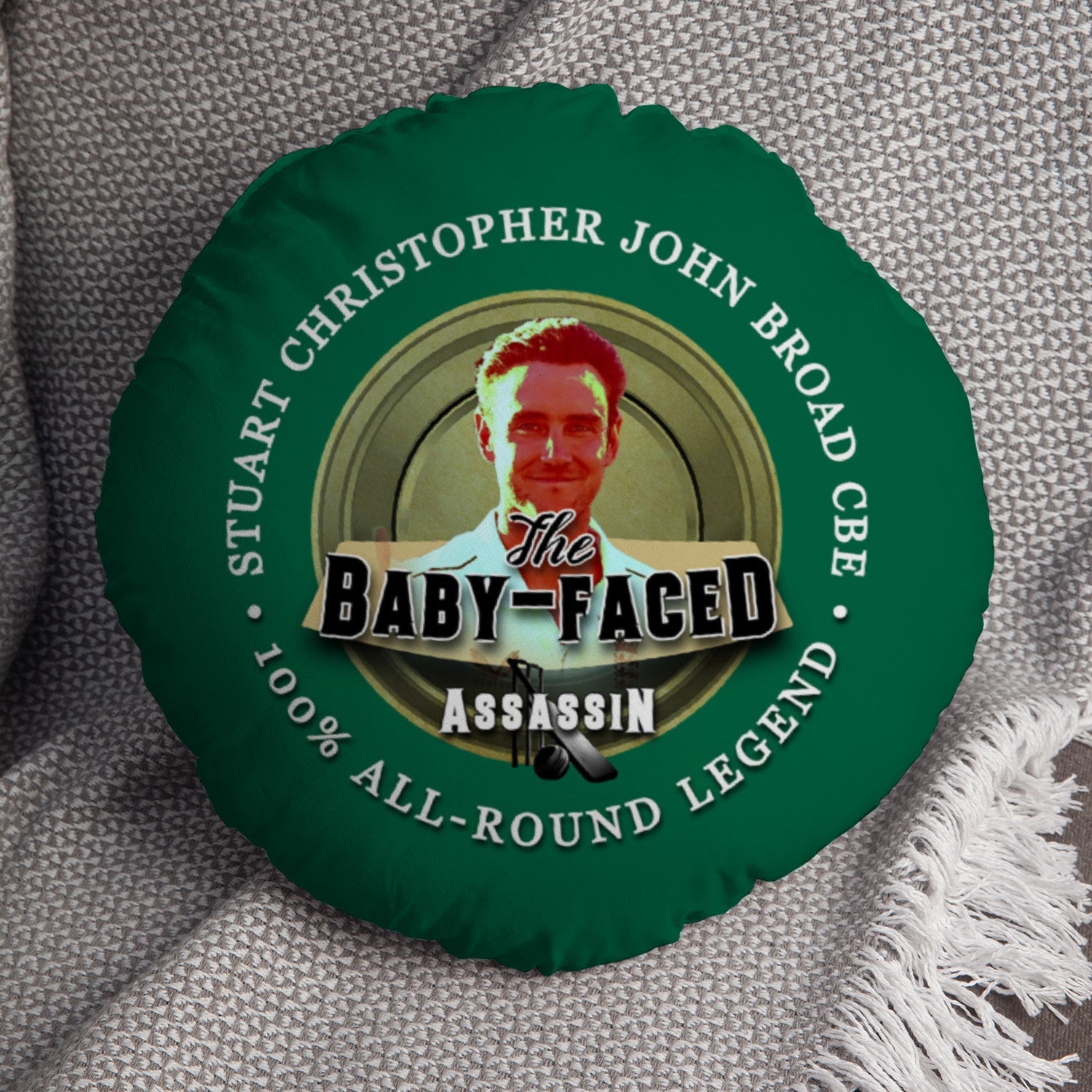 Nottinghamshire Cricket Baby Face  - Legend Collection - Circle Cushion 14"